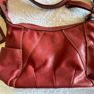 Deep Red Soft Leather Shoulder Purse